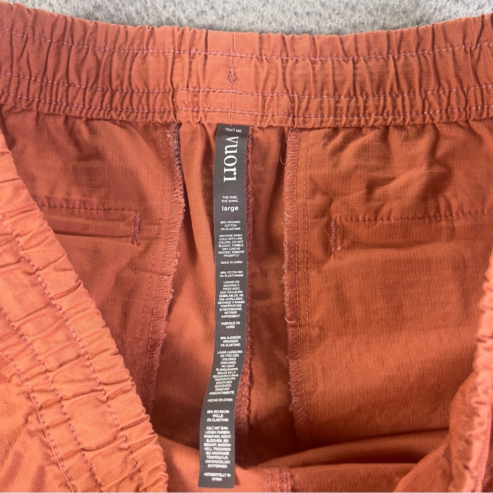 Vuori Vintage Ripstop Shorts Women Large Orange Cinnamon Drawstring Outdoor Hike - Picture 6 of 9